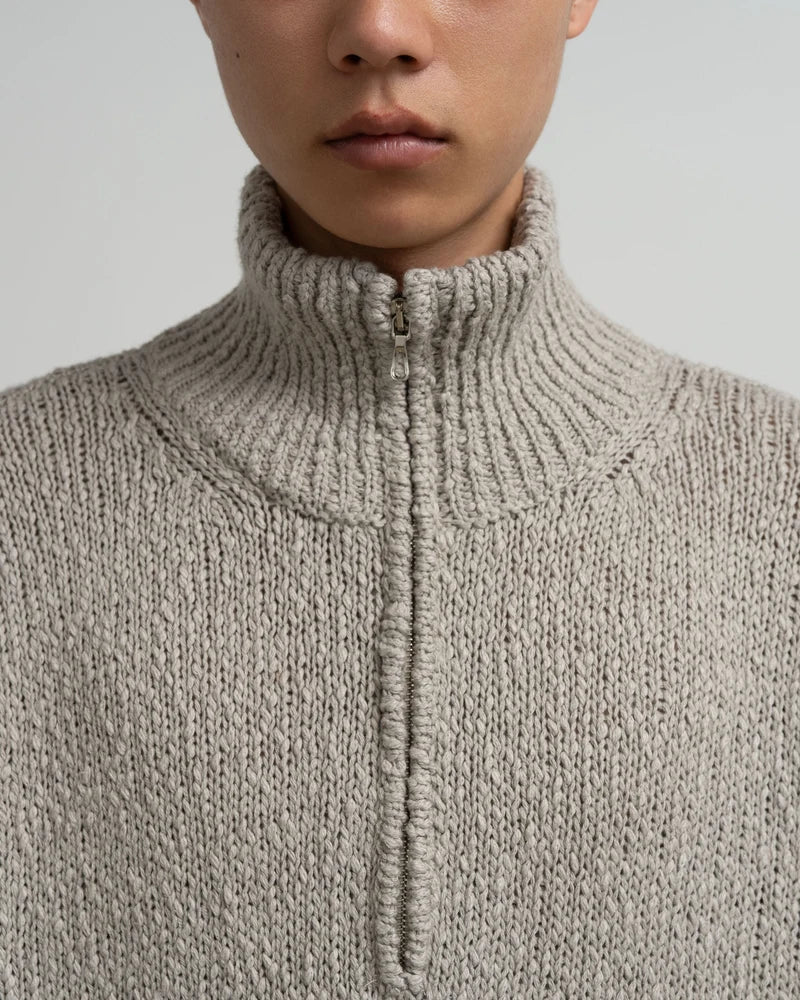 Cotton Wool Slub Oversized Half Zip Knit [GU263-80603]