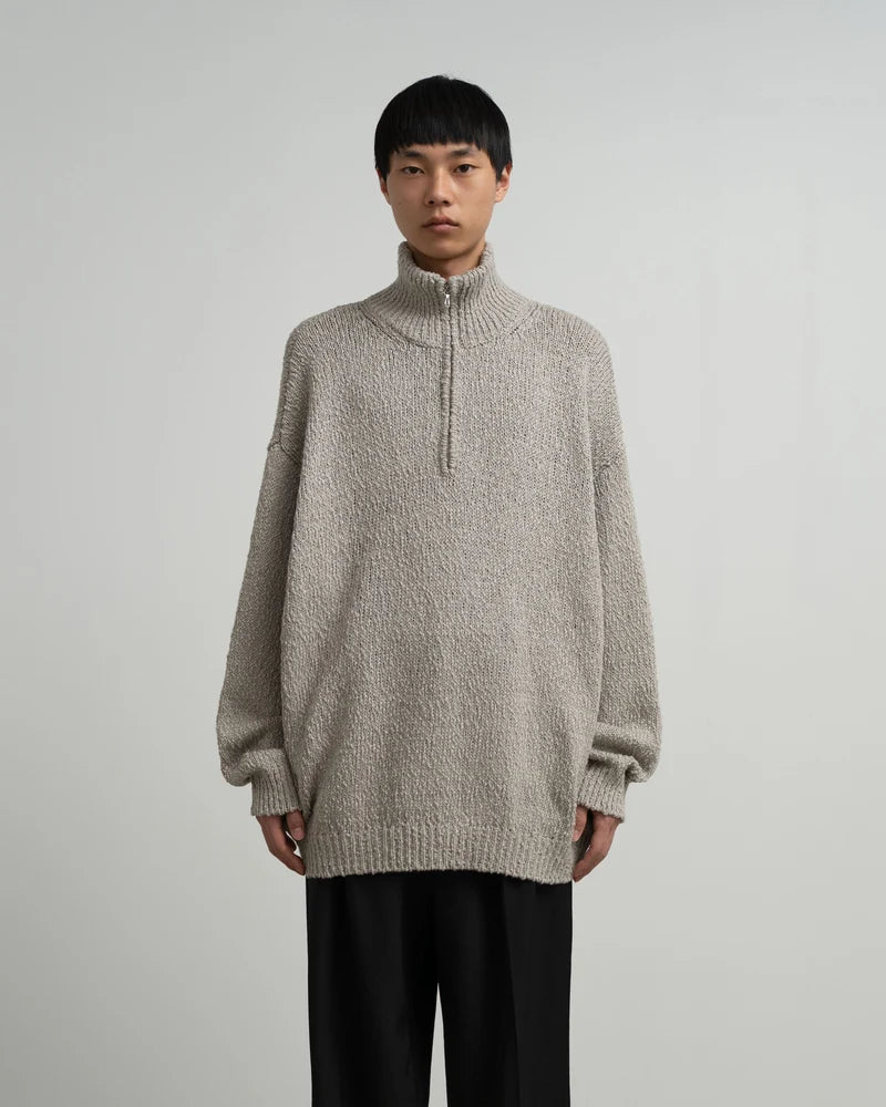 Cotton Wool Slub Oversized Half Zip Knit [GU263-80603]