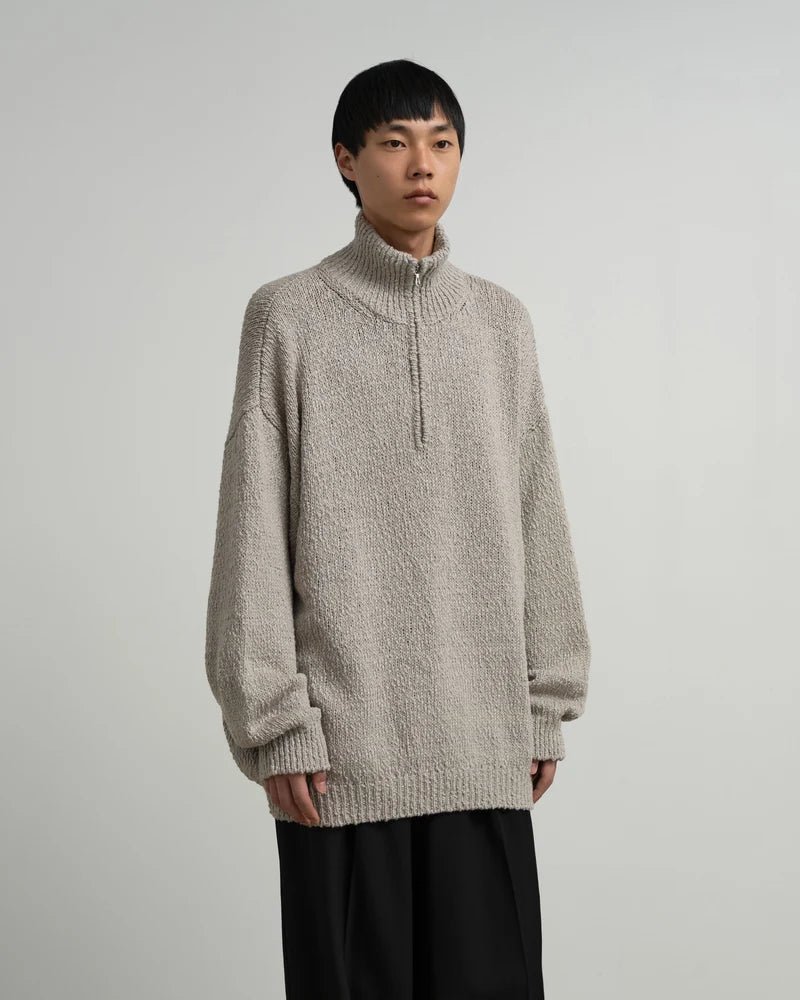 Cotton Wool Slub Oversized Half Zip Knit [GU263-80603]