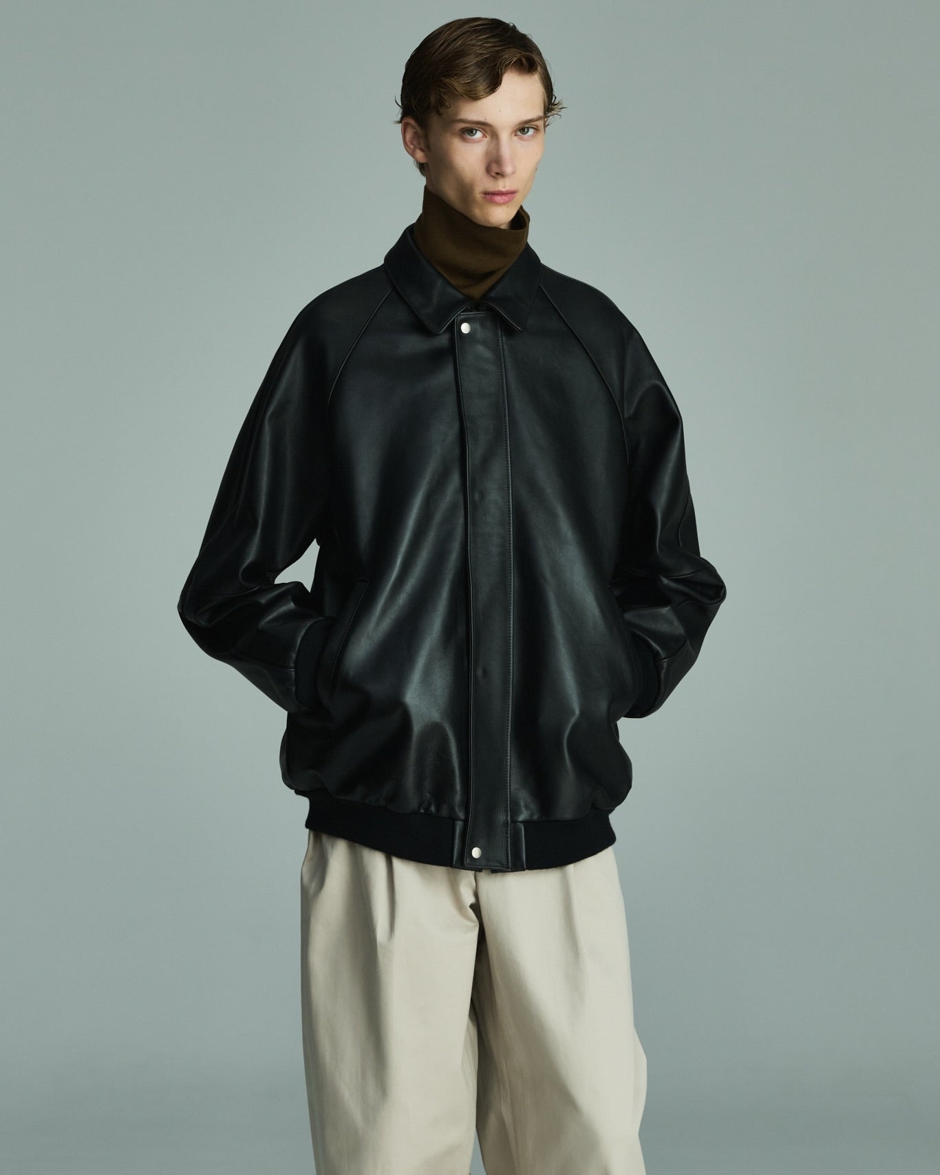 Cow Leather Raglan Blouson [GU263-30320]
