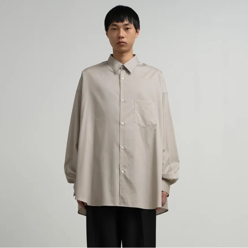 Silicon Poplin Oversized Regular Collar Shirt [3COLORS]