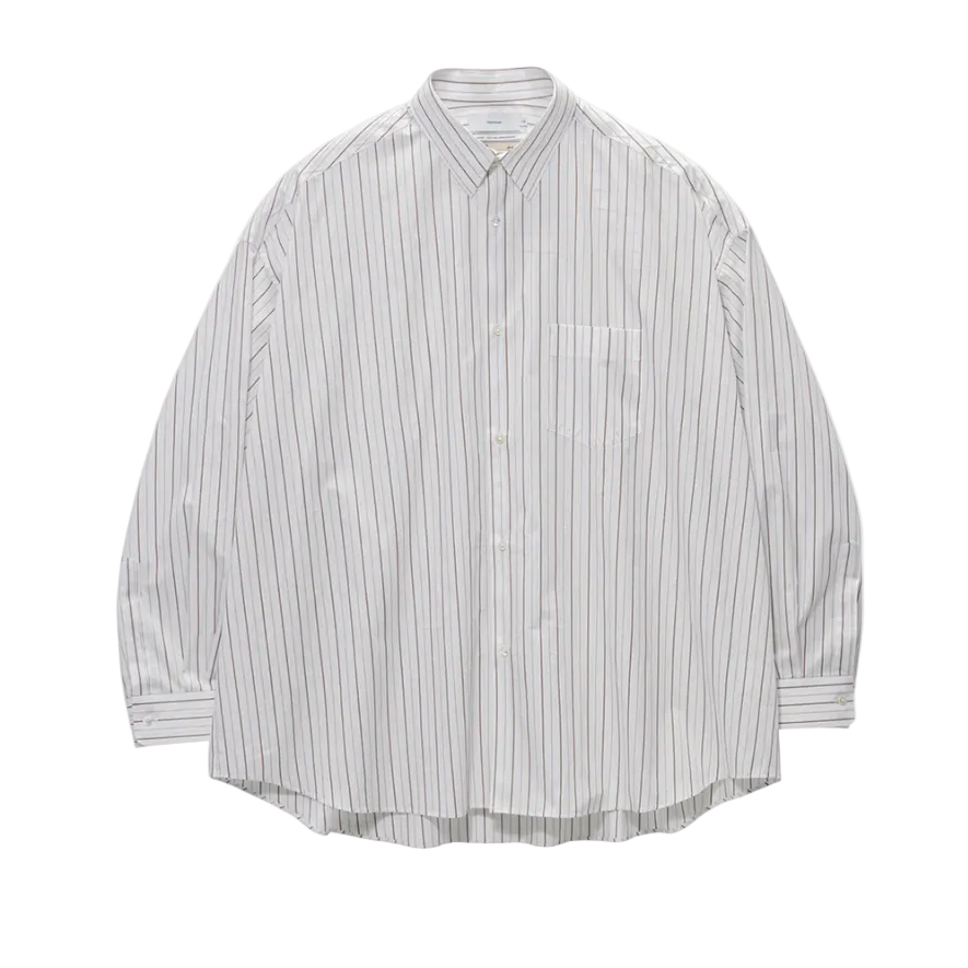 SIDOGRAS Brown Stripe L/S Oversized Regular Collar Shirt [GM263-50345]