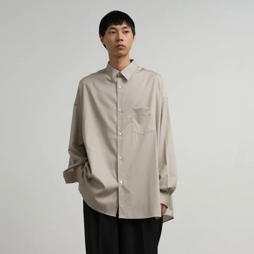 Silicon Poplin Oversized Regular Collar Shirt [3COLORS]