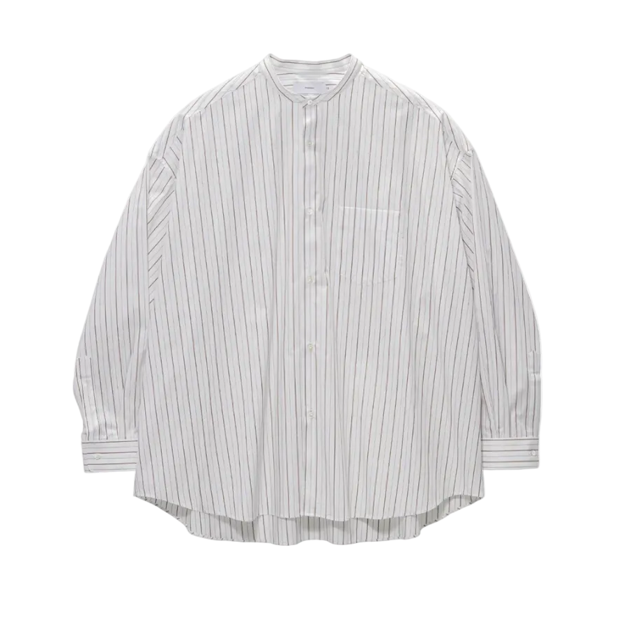 SIDOGRAS Brown Stripe L/S Oversized Band Collar Shirt [GM263-50346]