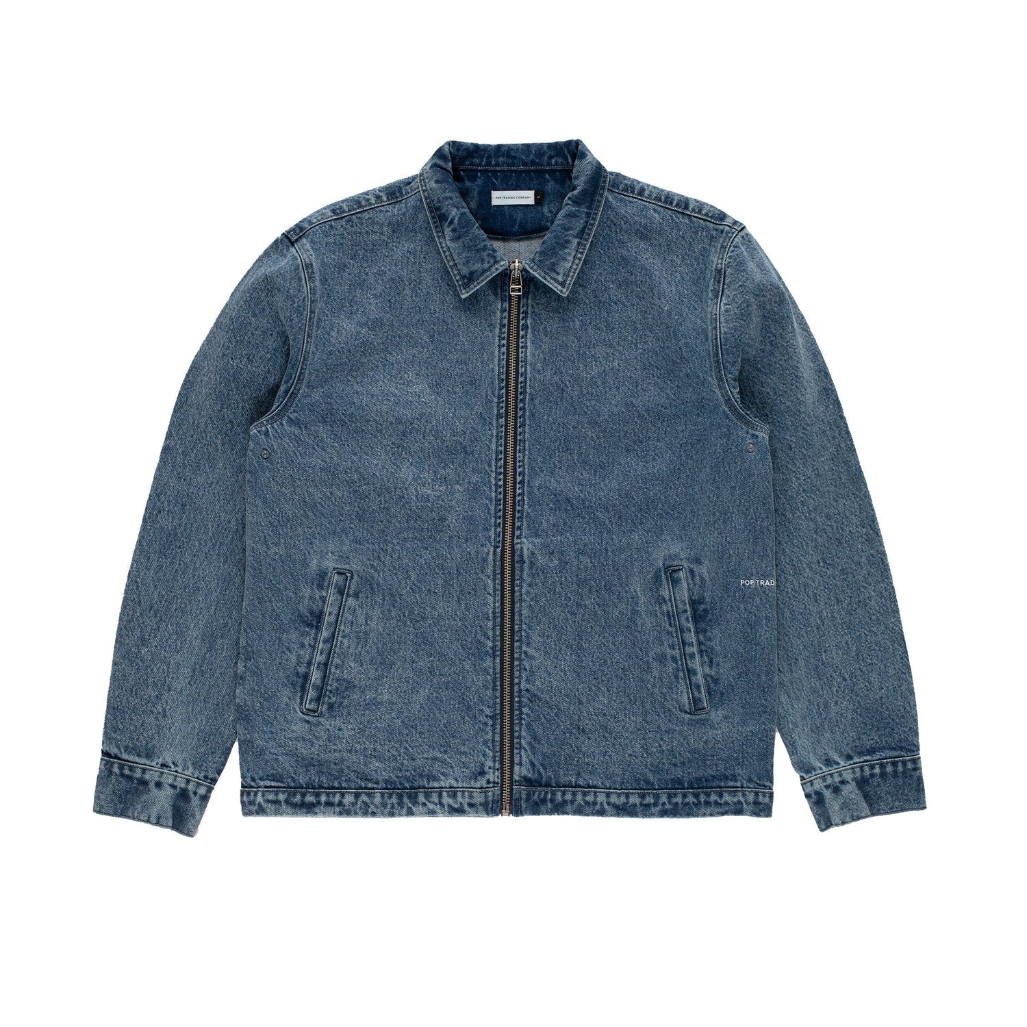 DENIM FULL ZIP JACKET IN STONEWASHED