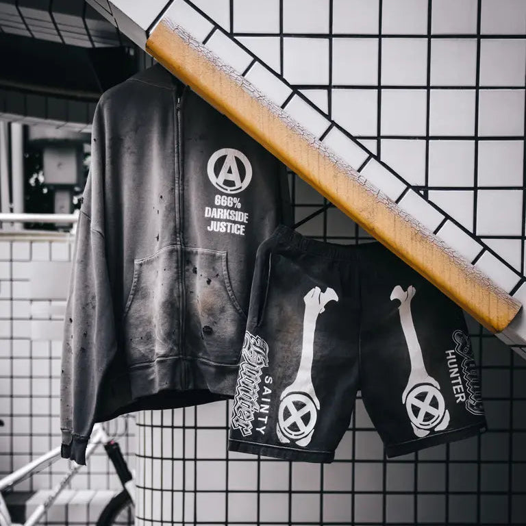 SM-MK8-0000-C33/BH_CUT SEW SHORTS/BONE/CHARCOAL